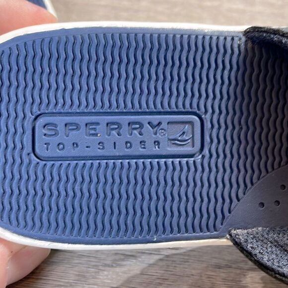 Sperry Top Sider Seafish Women’s Sz 7M Blue Leather Nylon Thong Flip Flop Sandal - Picture 12 of 12